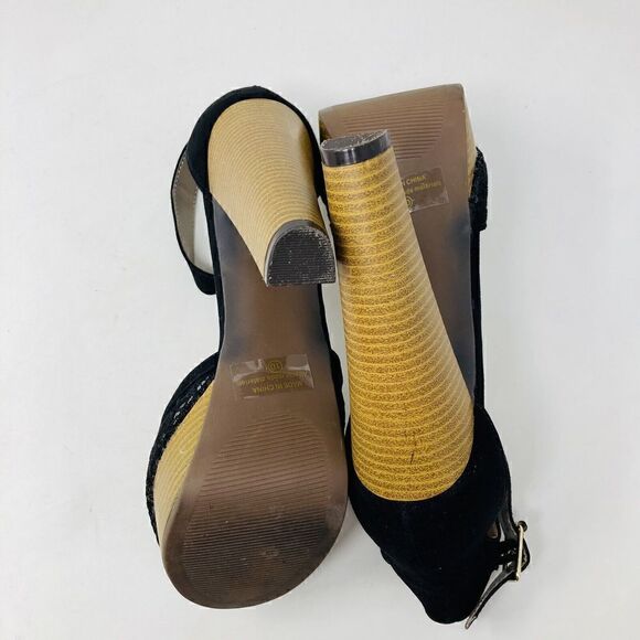 Dream‎ Paris Womans  Black Stiletto 5.5” Shoes, Open Toe, Ankle Strap Size 10 - Picture 13 of 15